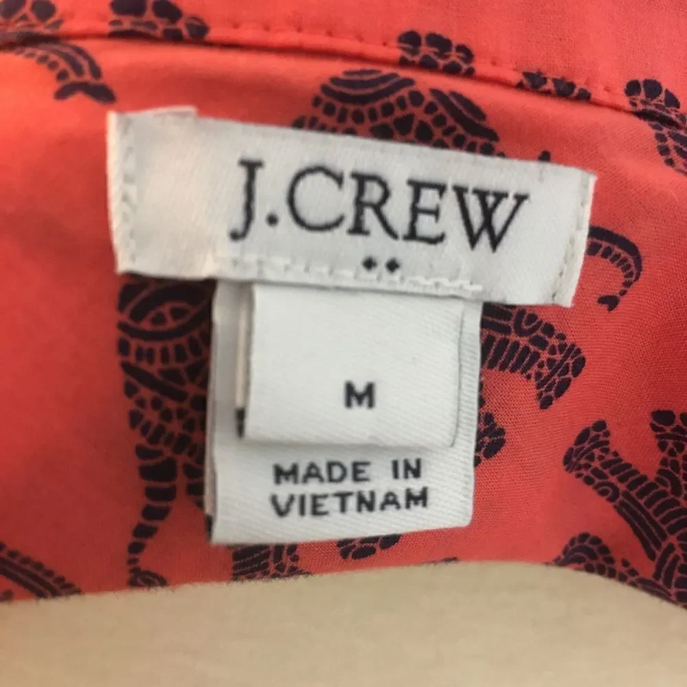J. Crew  Elephant Print Shirt Size M